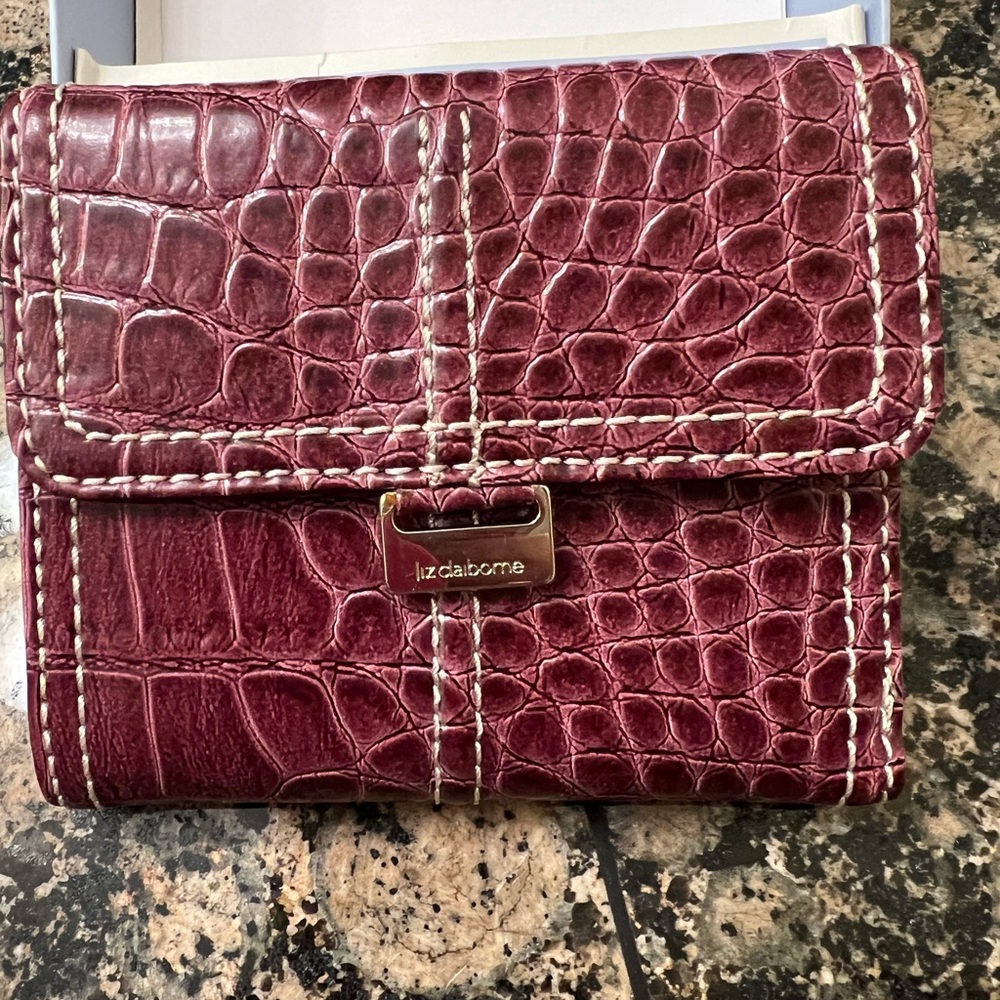 Liz Claiborne Plum Croc-Embossed Wallet